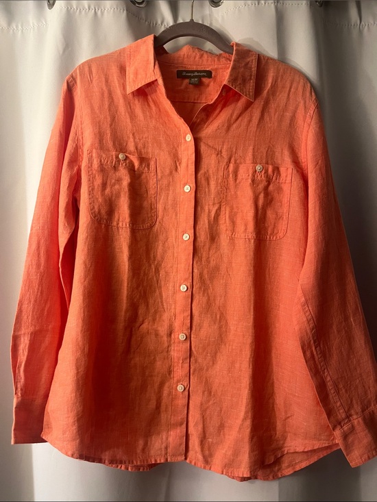 Tommy Bahama Tops - Tommy Bahama Coral-Orange Linen Shirt
